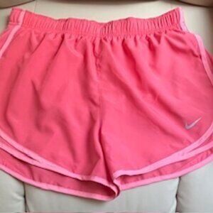 Nike Large Dri Fit ladies shorts. Pink with light pink trim.